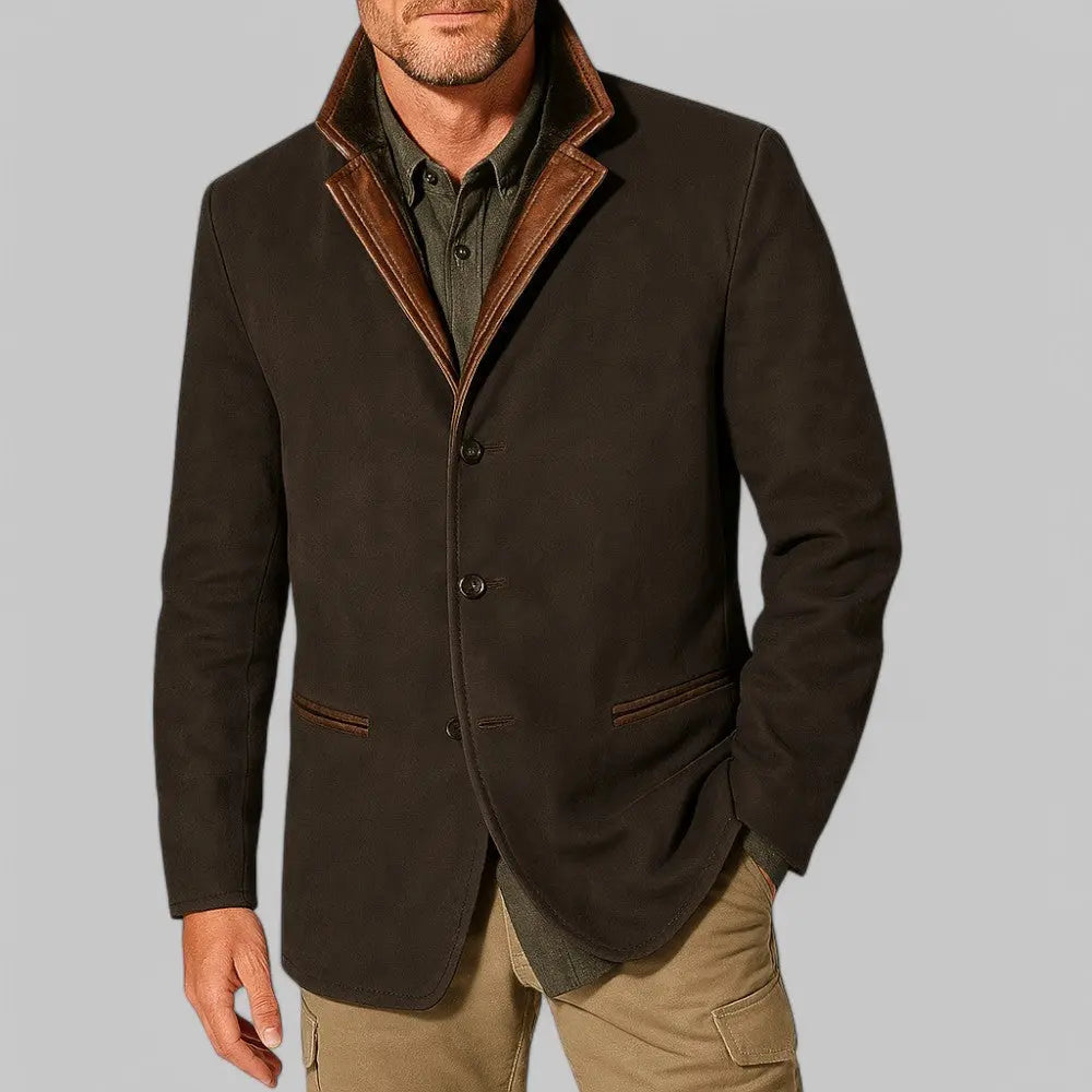 Men’s Premium Suede-Finish Heritage Blazer Jacket