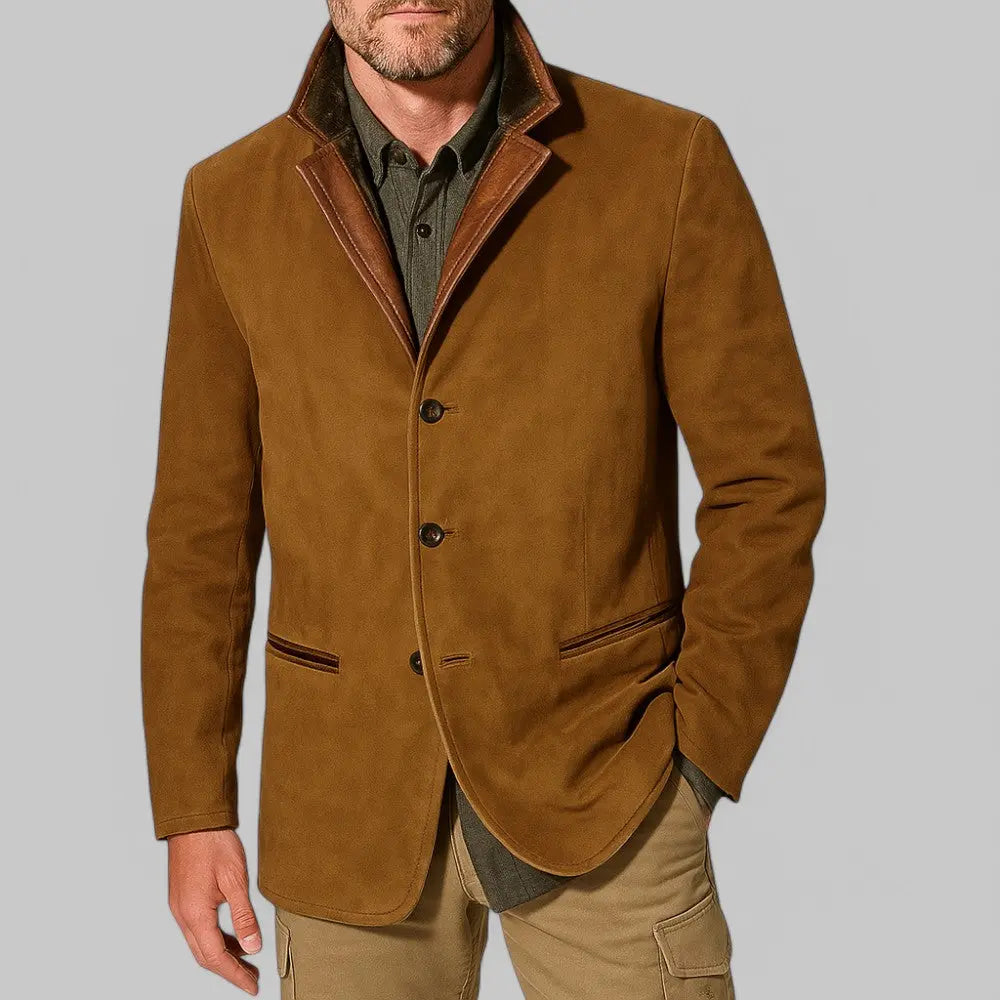 Men’s Premium Suede-Finish Heritage Blazer Jacket