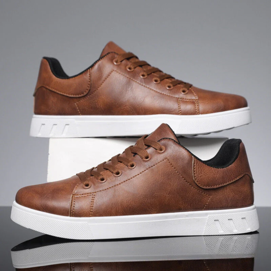Men’s Faux Grain Leather Low-Top Runners