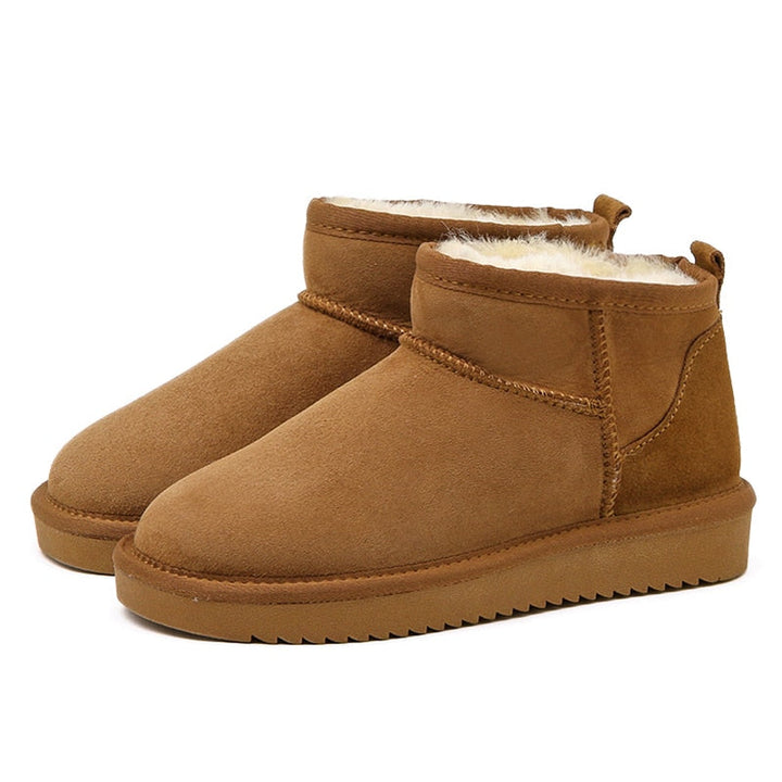 Women’s Faux Suede Sherpa-Lined Mini Ankle Snow Boots