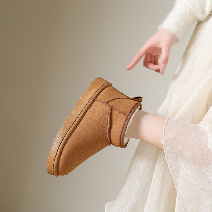 Women’s Faux Suede Sherpa-Lined Mini Ankle Snow Boots