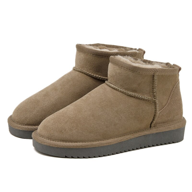 Women’s Faux Suede Sherpa-Lined Mini Ankle Snow Boots