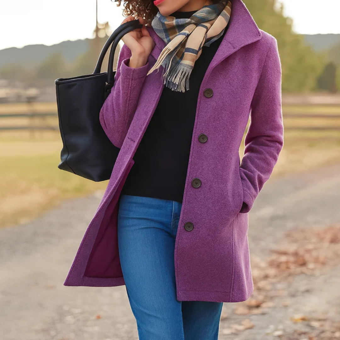 Women’s Faux Wool Tailored Button Front Overcoat