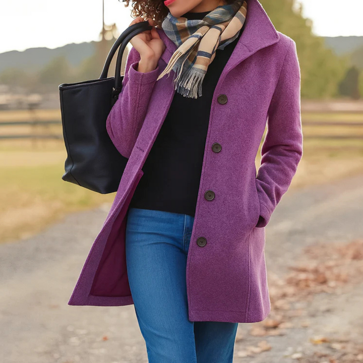Women’s Faux Wool Tailored Button Front Overcoat
