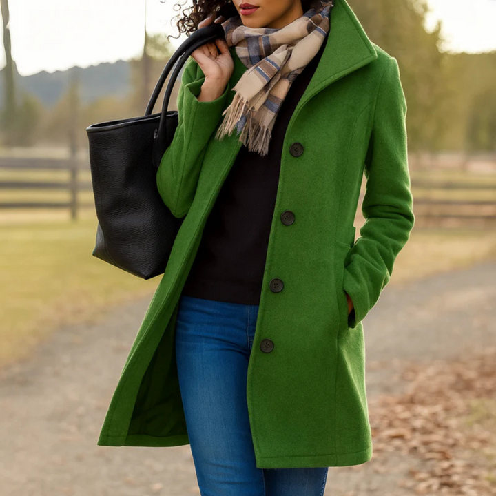 Women’s Faux Wool Tailored Button Front Overcoat