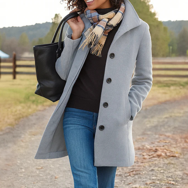 Women’s Faux Wool Tailored Button Front Overcoat