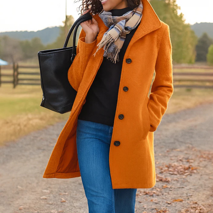 Women’s Faux Wool Tailored Button Front Overcoat