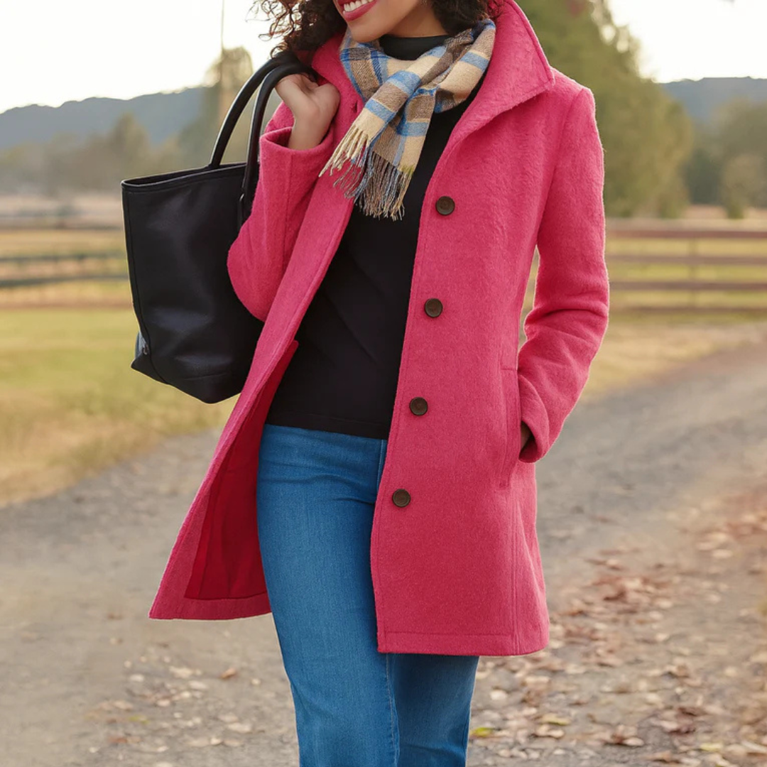 Women’s Faux Wool Tailored Button Front Overcoat