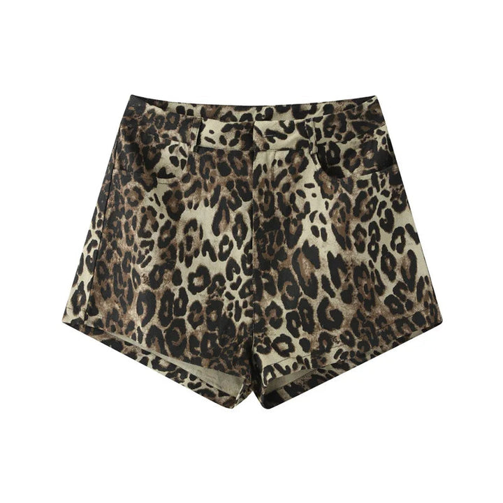High Waisted Leopard Print Denim Shorts for Women | Felicia