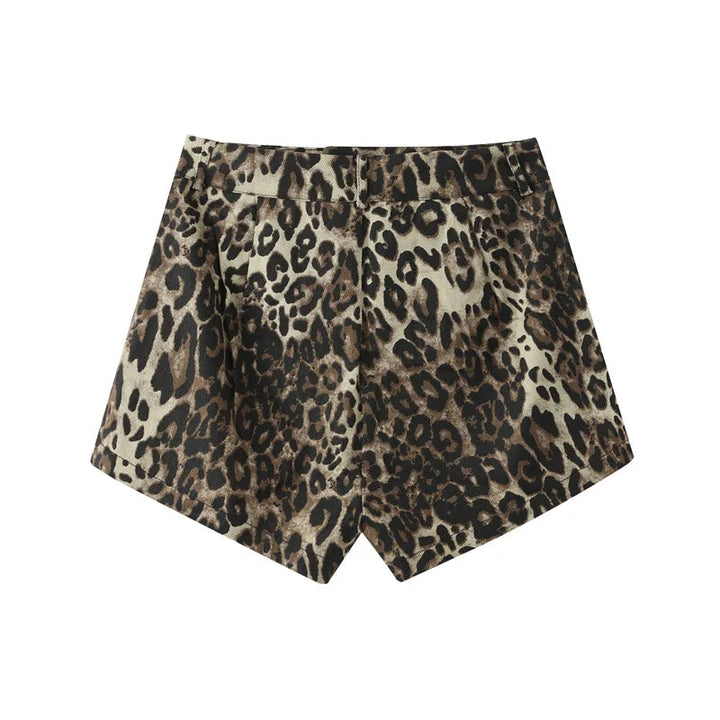 High Waisted Leopard Print Denim Shorts for Women | Felicia