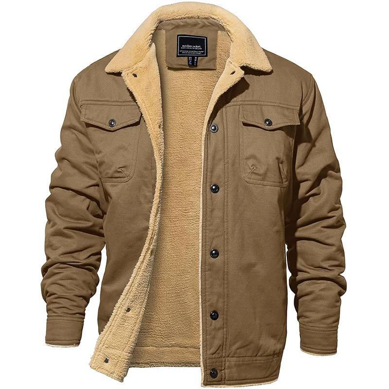 Men’s Sherpa Lined Cargo Jacket Fleece Interior
