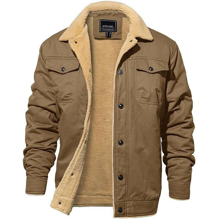 Men’s Sherpa Lined Cargo Jacket Fleece Interior