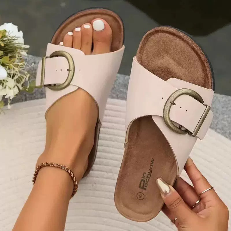 Women’s Buckle Slide Sandals - Solene