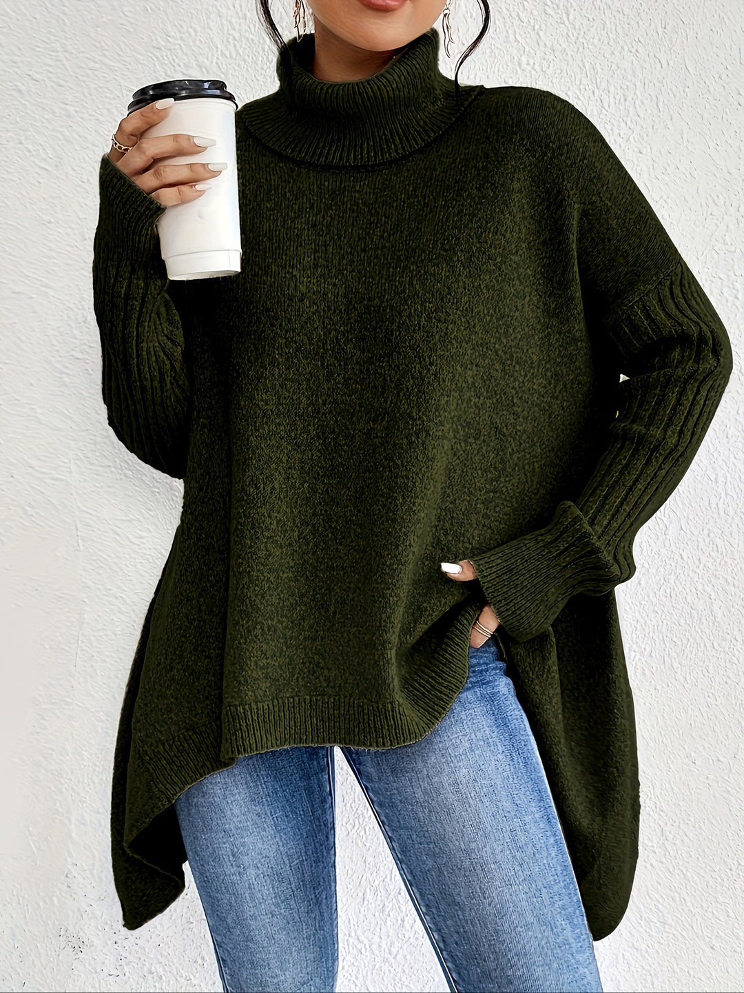 Women's Oversized Turtleneck Knit Jumper
