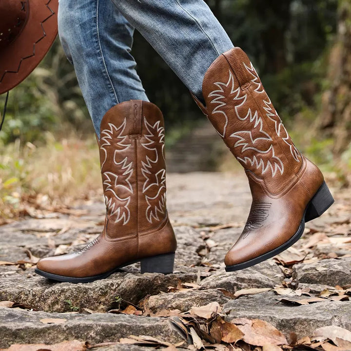 Men’s Western Embroidered Mid Calf Boots