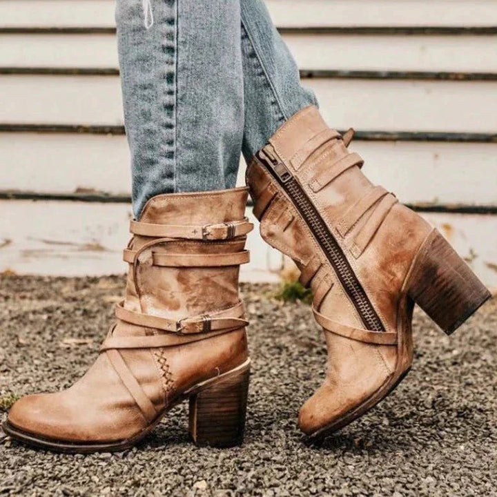 Women’s Western High Heel Mid Calf Boots