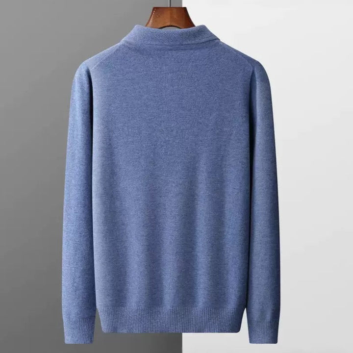 Men’s Wool Knit Long Sleeve Polo Jumper