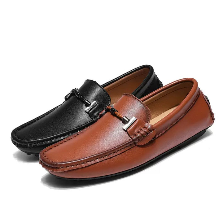 Men’s Faux Leather Driving Shoes with Pebble Sole