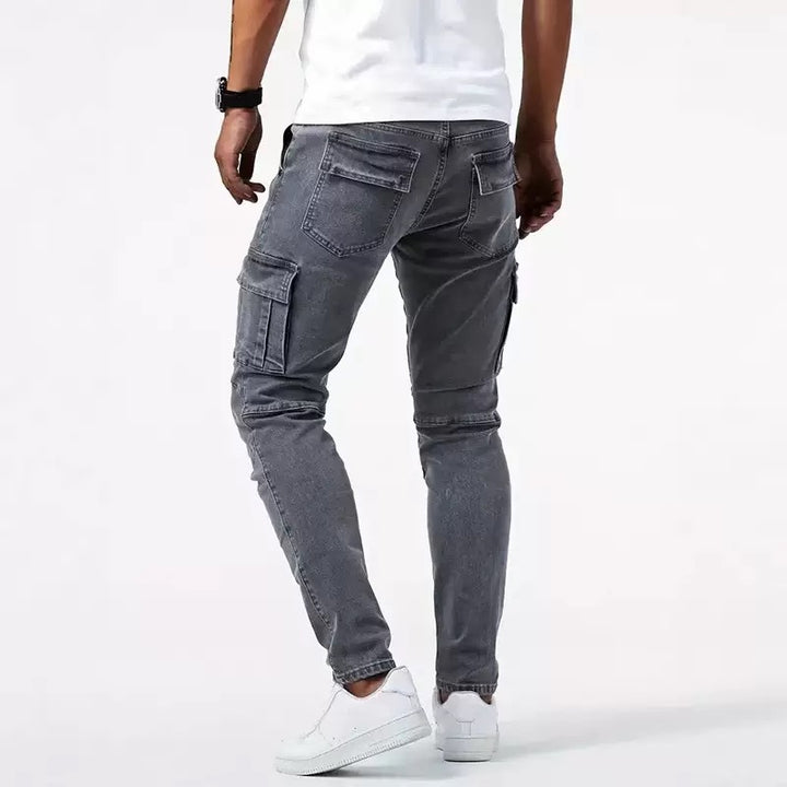Men’s Slim Fit Cargo Jeans Denim Trousers