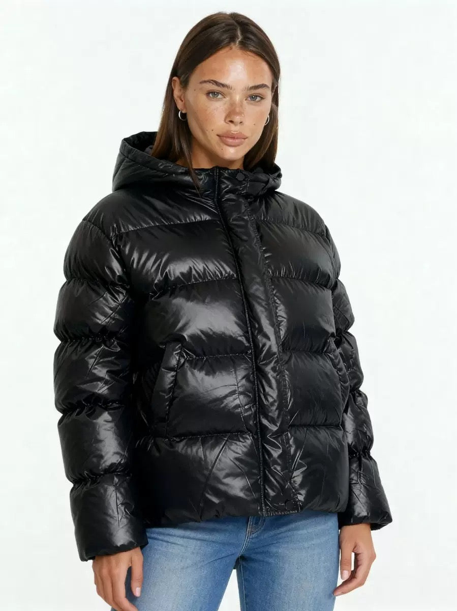 Women’s Glossy Padded Hooded Puffer Winter Jacket