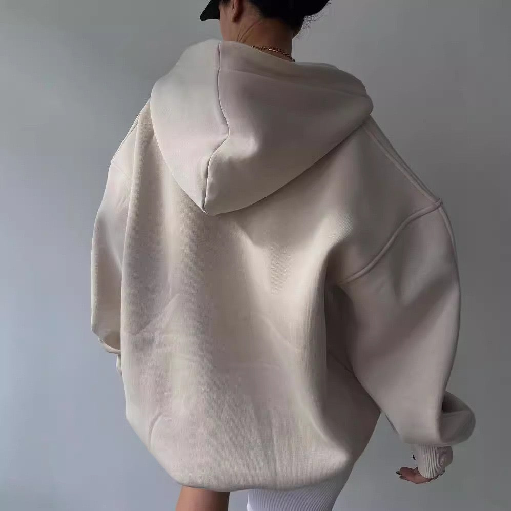 Women’s Oversized V-Neck Hooded Sweatshirt