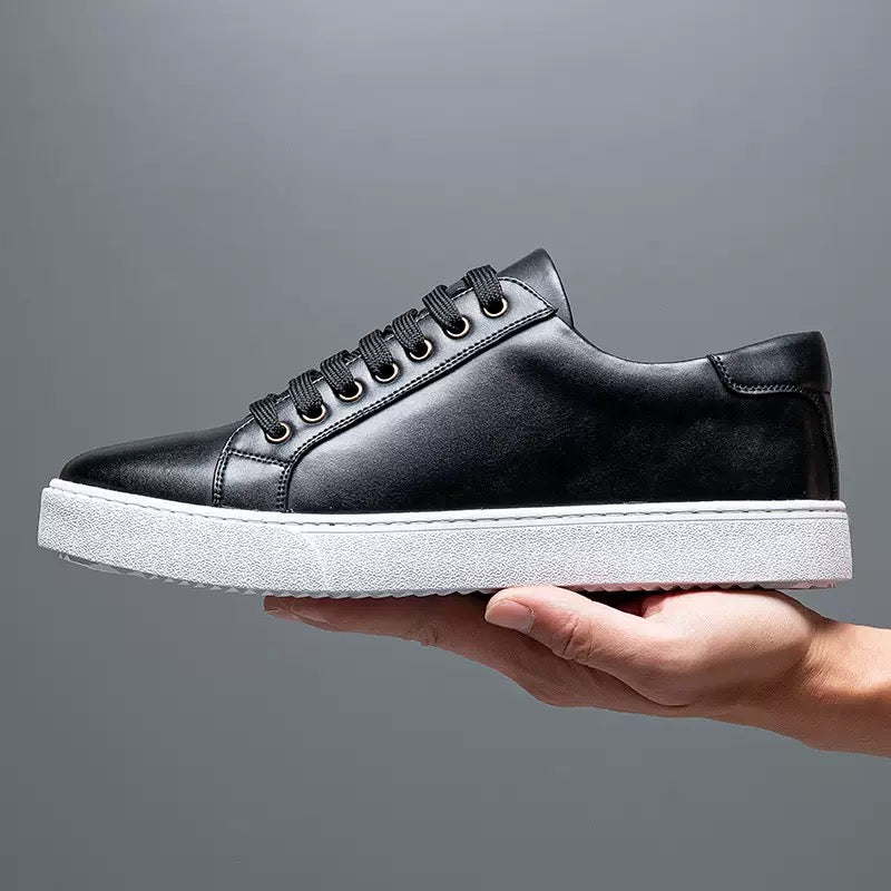 Men’s Burnished Leather Low-Profile Lace-Up Sneakers