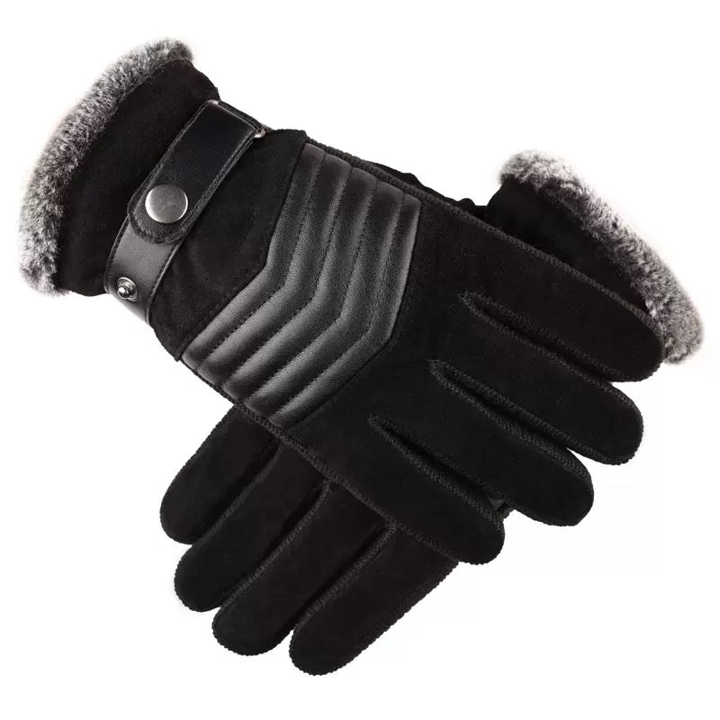 Men’s Pigskin Leather Fur-Lined Thermal Gloves