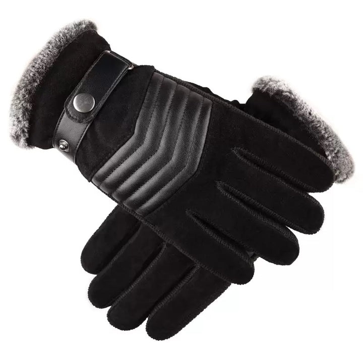Men’s Pigskin Leather Fur-Lined Thermal Gloves