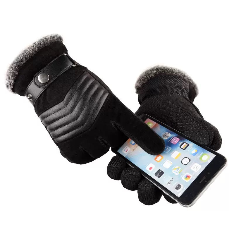 Men’s Pigskin Leather Fur-Lined Thermal Gloves