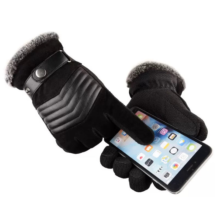 Men’s Pigskin Leather Fur-Lined Thermal Gloves