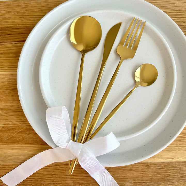 Minimalist Gold Steel Cutlery Set (4 Piece)
