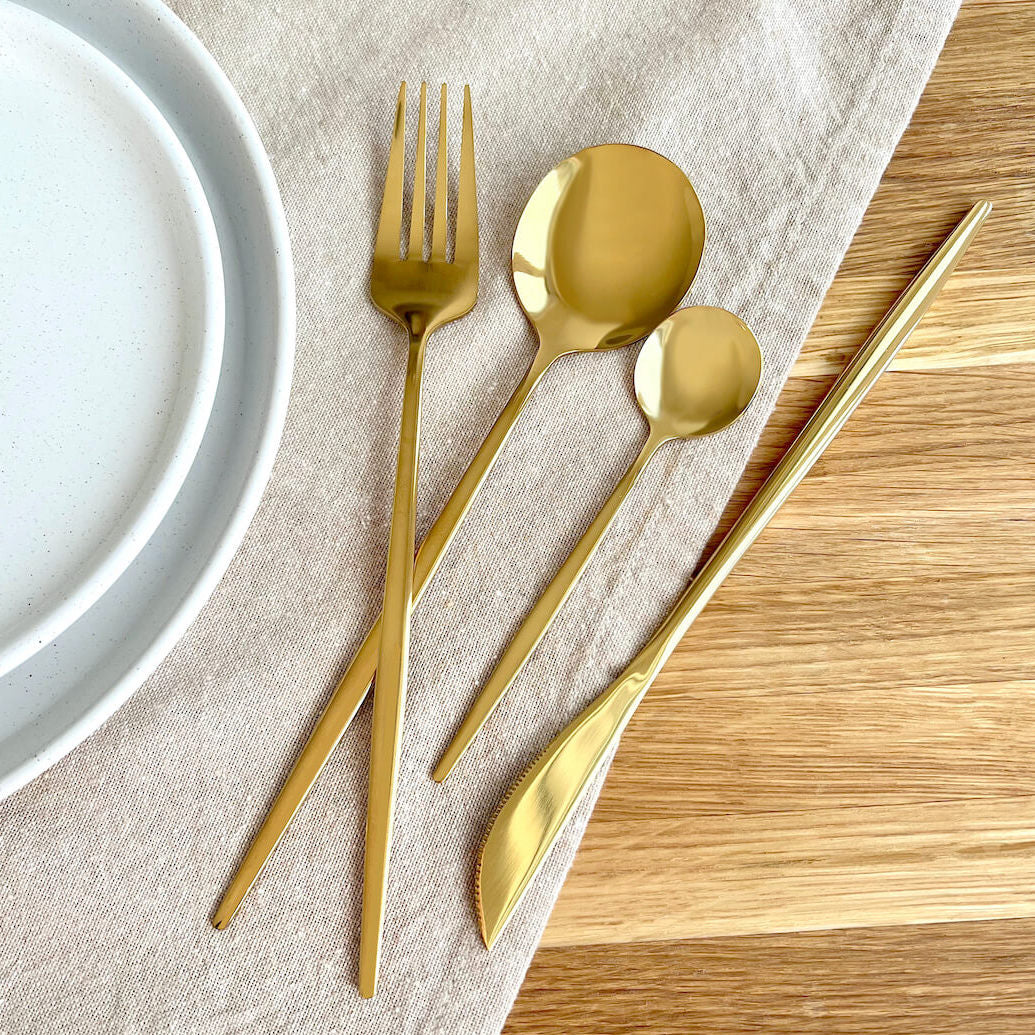 Minimalist Gold Steel Cutlery Set (4 Piece)