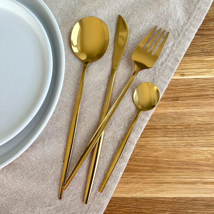 Minimalist Gold Steel Cutlery Set (4 Piece)