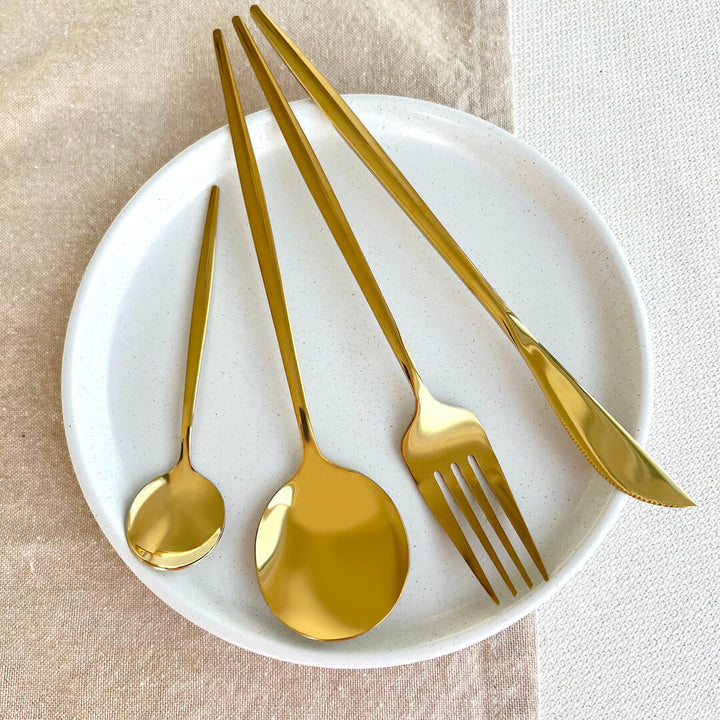 Minimalist Gold Steel Cutlery Set (4 Piece)