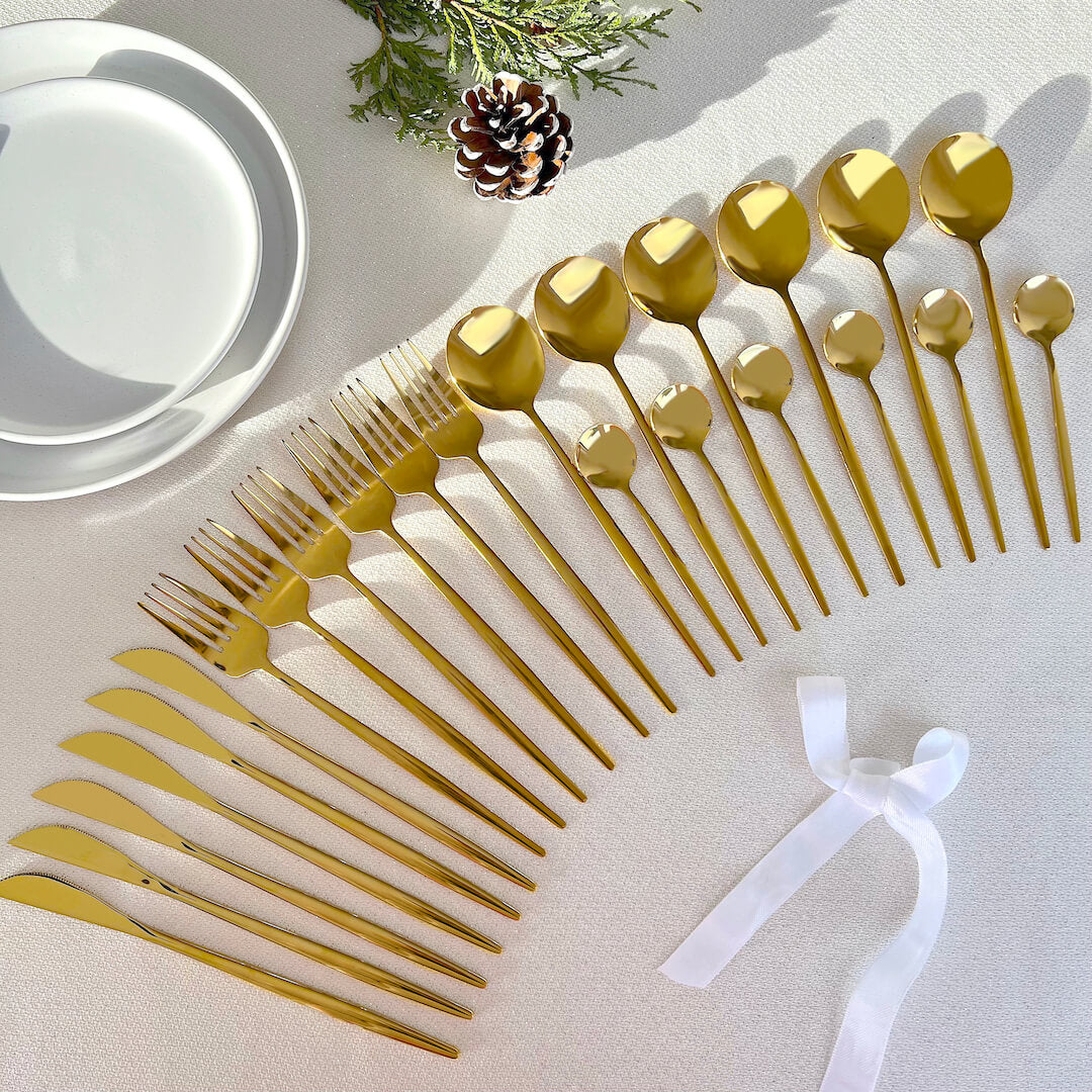 Minimalist Gold Steel Cutlery Set (4 Piece)