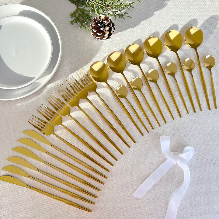 Minimalist Gold Steel Cutlery Set (4 Piece)