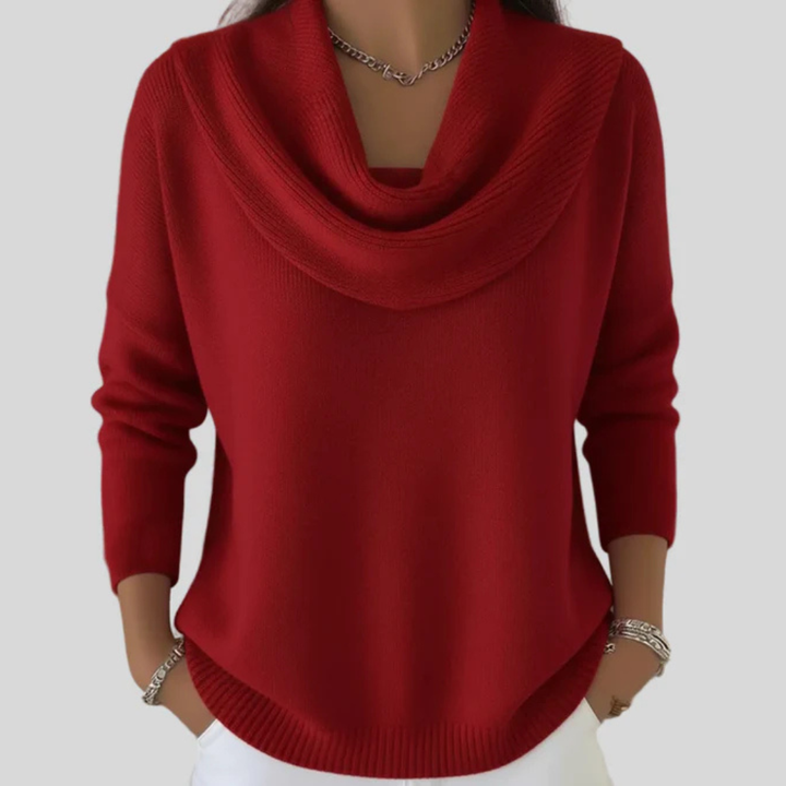 Women’s Elegant Draped Cowl Neck Knit Jumper