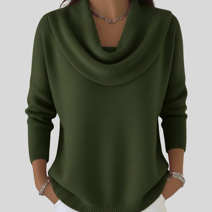 Women’s Elegant Draped Cowl Neck Knit Jumper