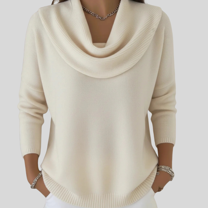 Women’s Elegant Draped Cowl Neck Knit Jumper