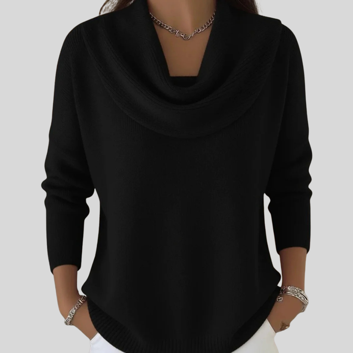 Women’s Elegant Draped Cowl Neck Knit Jumper