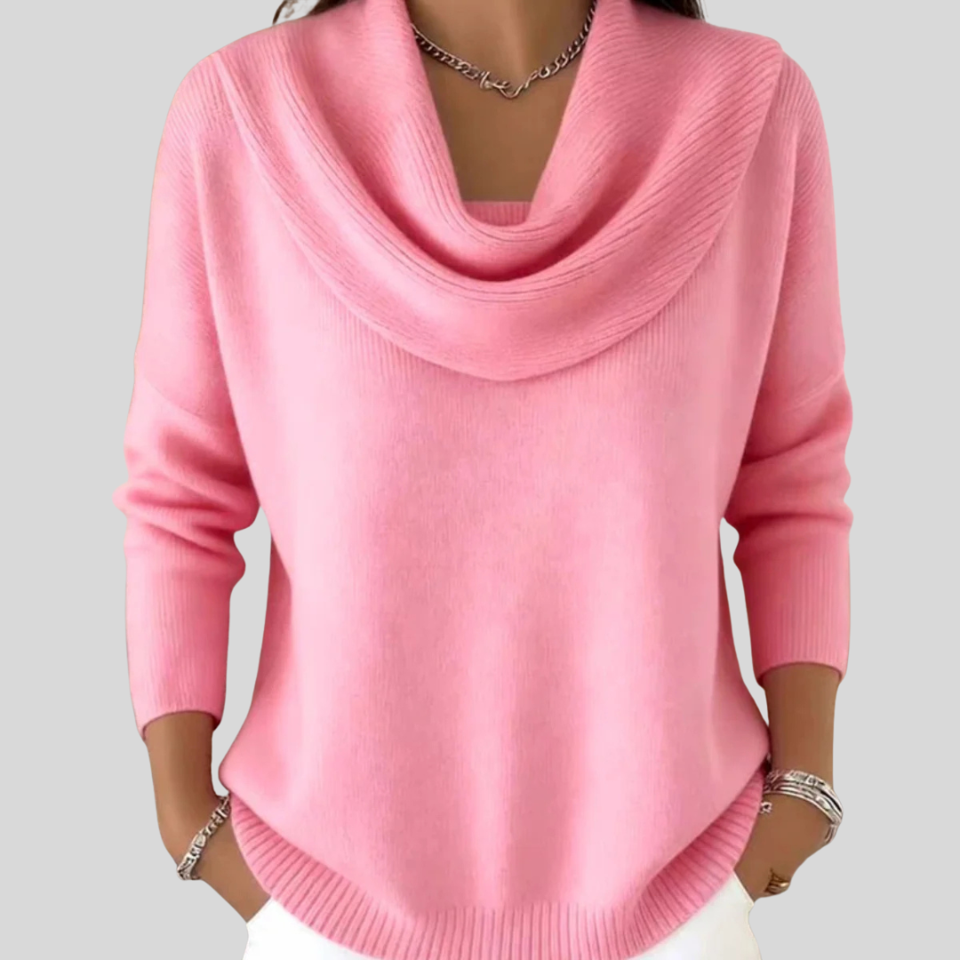 Women’s Elegant Draped Cowl Neck Knit Jumper