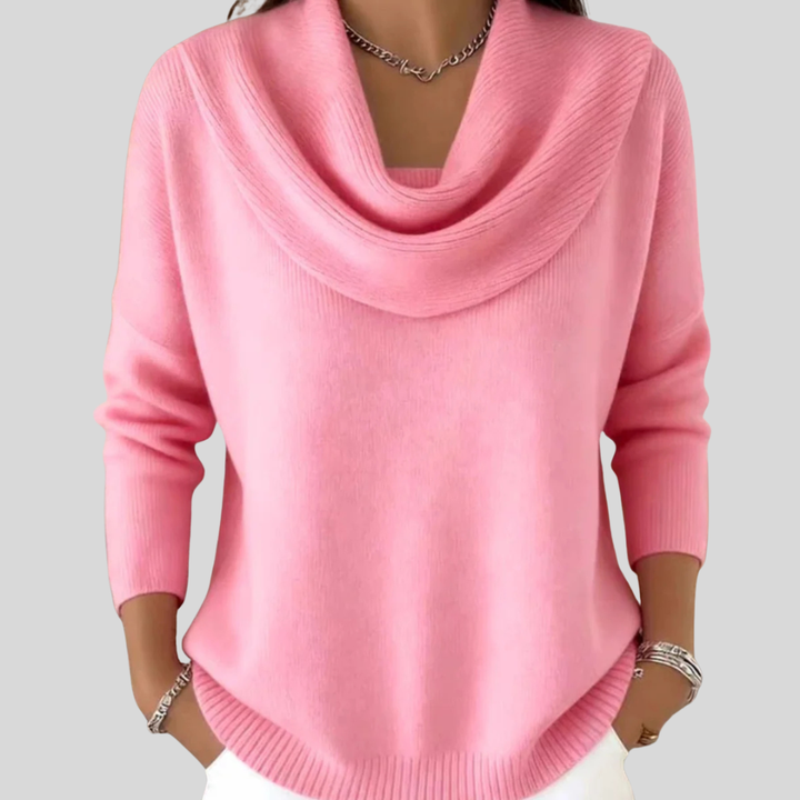 Women’s Elegant Draped Cowl Neck Knit Jumper