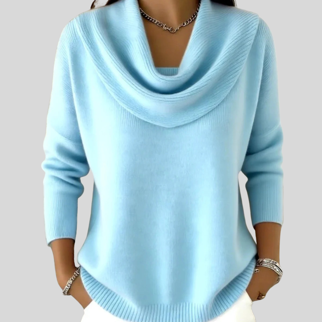 Women’s Elegant Draped Cowl Neck Knit Jumper