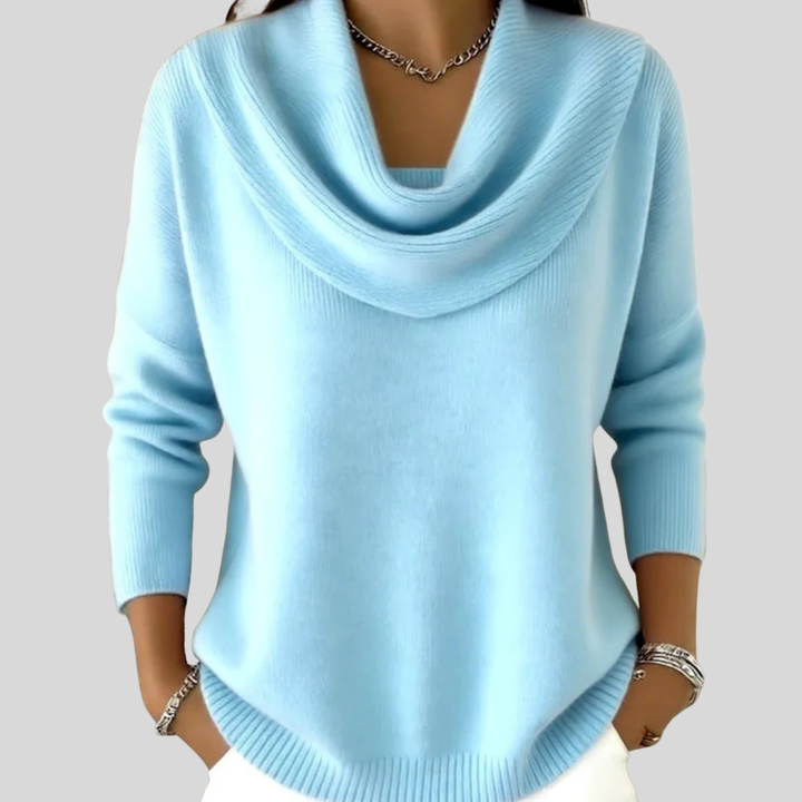 Women’s Elegant Draped Cowl Neck Knit Jumper