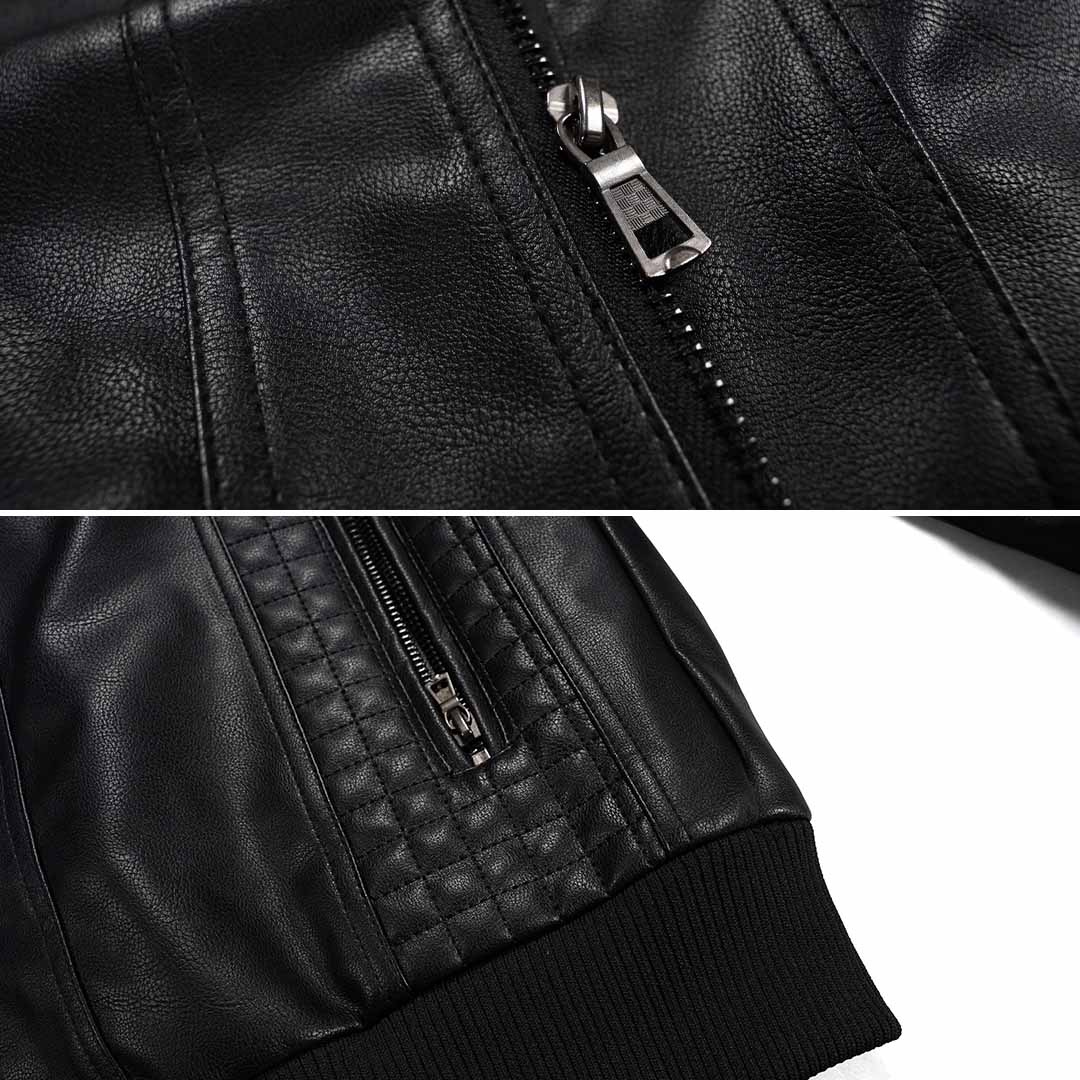 Men’s Hooded Faux Leather Bomber Jacket