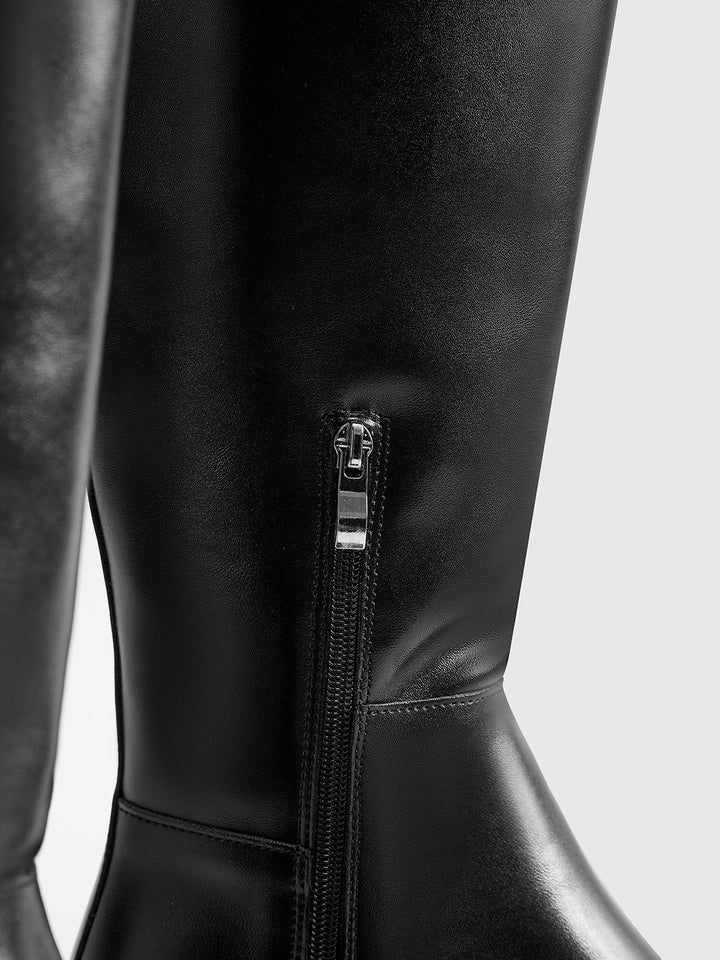 Women’s Faux Leather Flat Knee-High Riding Boots