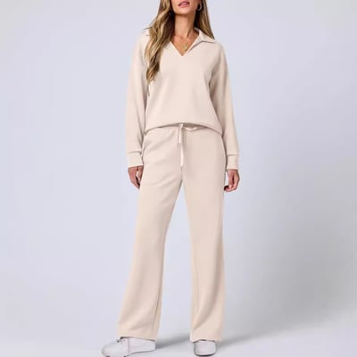Women’s Knit Pullover and Wide Leg Trouser Lounge Set