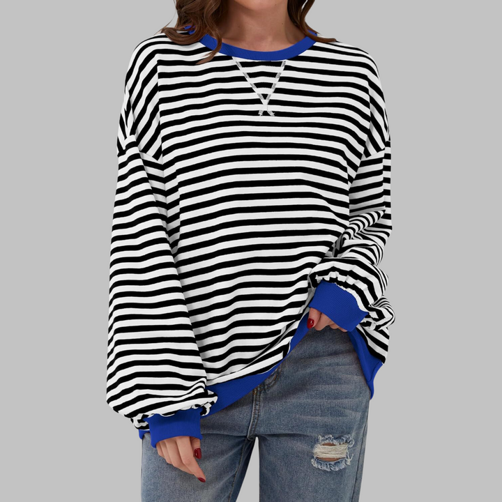 Women’s Striped Oversized Crewneck Sweatshirt
