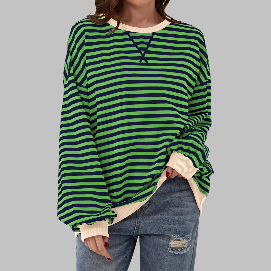 Women’s Striped Oversized Crewneck Sweatshirt