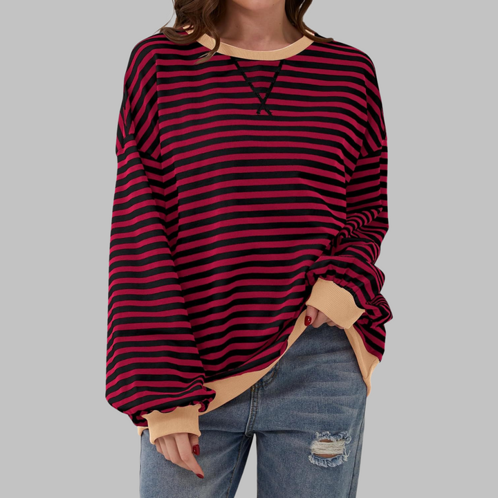 Women’s Striped Oversized Crewneck Sweatshirt
